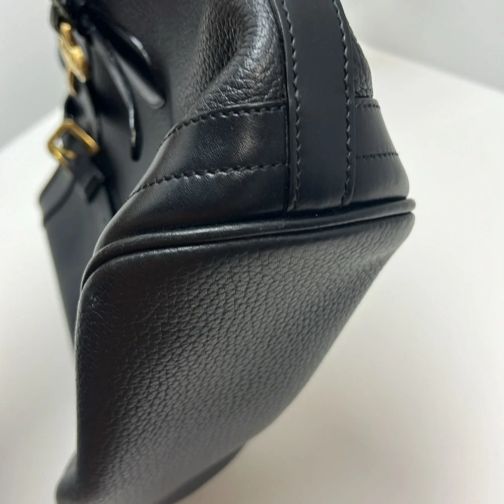 Vintage Dooney & Bourke Black All Weather Leather Pebbled Tote Gold Hardware - Picture 15 of 15